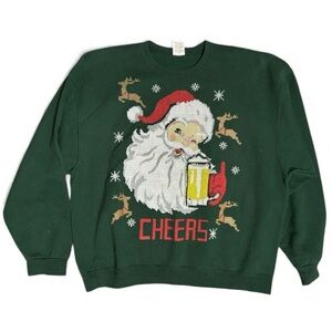 Green Santa Christmas Sweatshirt 2XL SKU24
